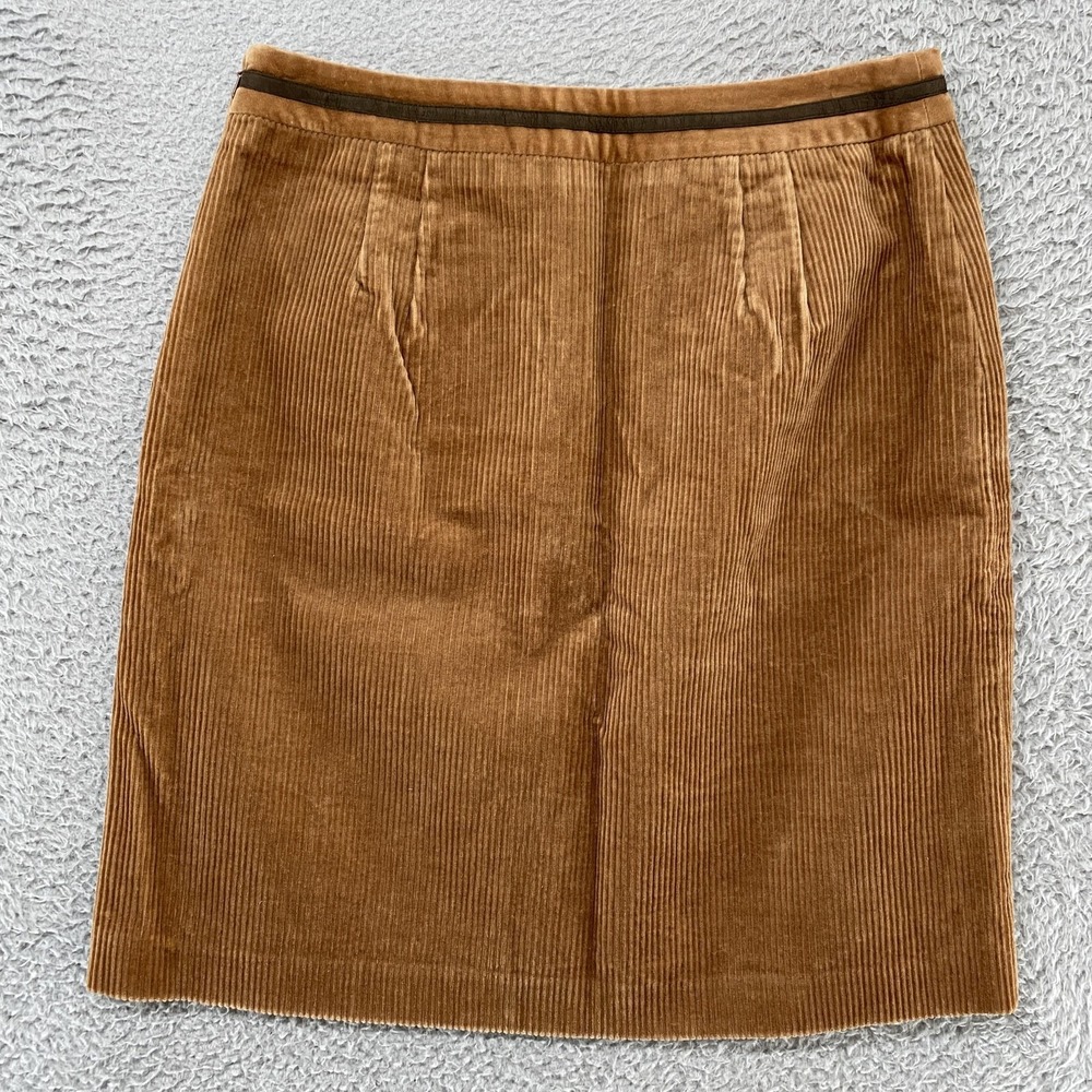 Loft Y2K Corduroy Skirt Womens 6 Brown Tweed Trim Knee Length Fall Office - Picture 11 of 13